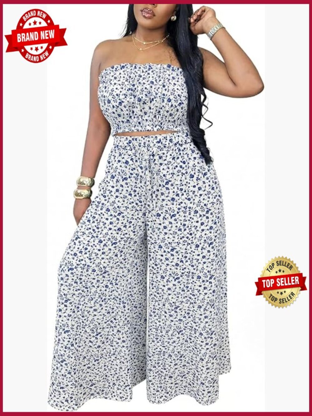 Two Piece Sets Summer Outfits Sleeveless Crop Tops Wide Leg Baggy Pants